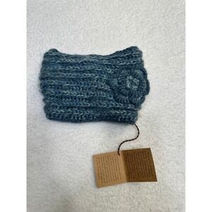 Andes Gifts wool Alpaca blend Handmade Blue Knit Headband Ear Warmer-NEW